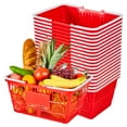 thumbnail image 1 of VEVOR Shopping Baskets, 20 PCS, 21L Stackable PE Plastic Grocery Baskets with Handles, Dense Mesh Structure, Holds up to 20 lbs, Portable for Grocery, Retail, Stores, Supermarket, 1 of 9