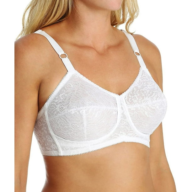Rago Womens Lacette Satin and Lace Wireless Support Bra 2101 34D White 