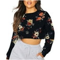 thumbnail image 2 of Karight Womens Cropped Hoodie Ladies Long Sleeve Crop Tops Floral Printed Hoodies Hooded Pullover Sweatshirts, 2 of 5