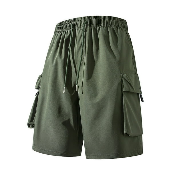 Pantalones cortos cargo ligeros de verano para hombre - Transpirables - Corte holgado - Longitud 5 puntos - Deportes y actividades al aire libre - Múltiples bolsillos