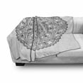 thumbnail image 3 of Lotus Soft Flannel Fleece Throw Blanket, Oriental Mandala Pattern Flower Petal Effect Style Monochrome Boho Design, Cozy Plush for Indoor and Outdoor Use, 50" x 60", Grey White, by Ambesonne, 3 of 6