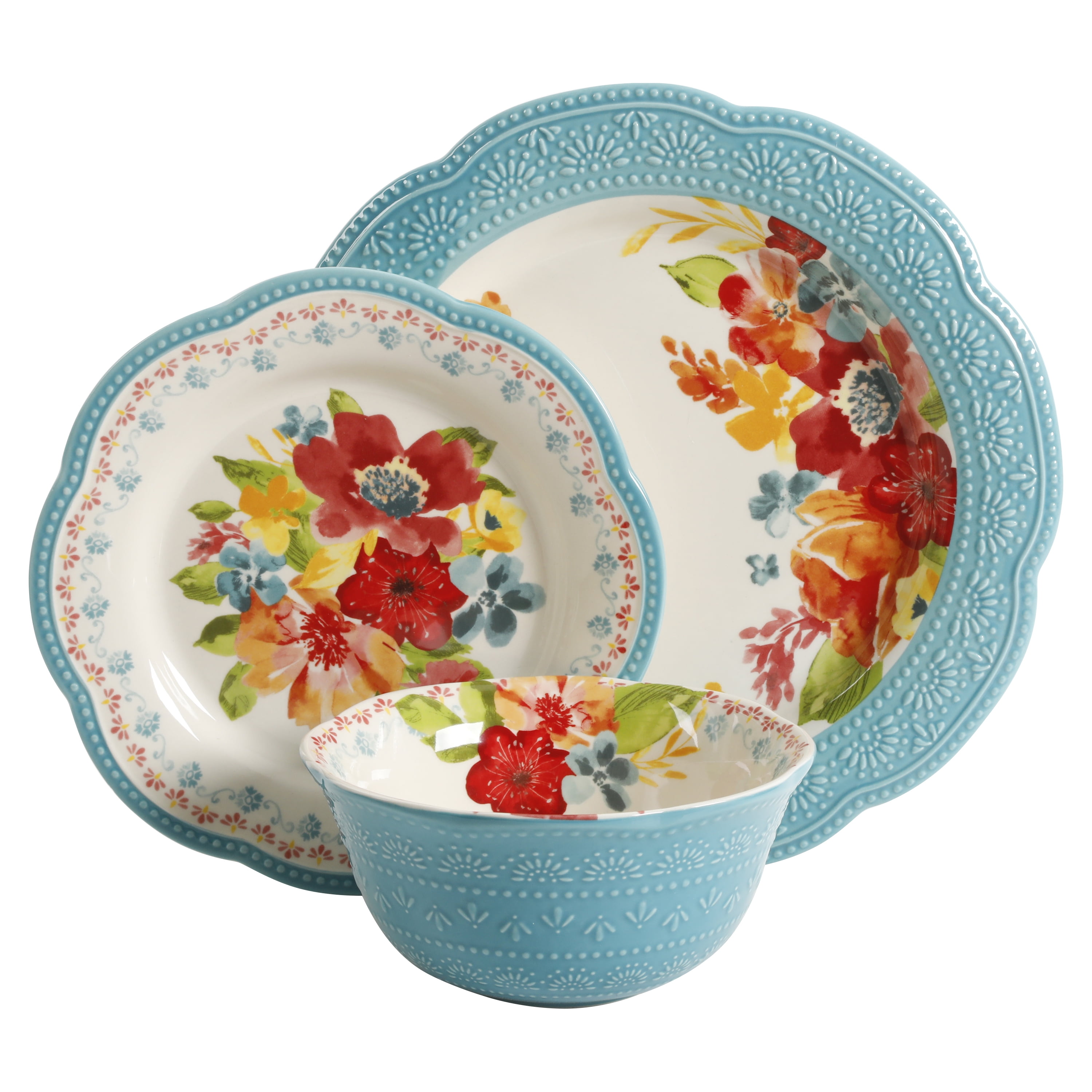 Details about   The Pioneer Woman Blooming Bouquet 12-Piece Dinnerware Set 