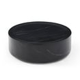 thumbnail image 6 of 35.43''  Round Coffee Table with Marble Texture, Modern Low Drum Circle Fiberglass Coffee Table, Side Table Accent Table for Living Room, Outdoor, No Need Assembly, Black, 6 of 7