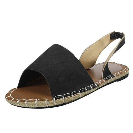 

Luiyenes Women Casual Flat Color Mouth Retro Fish Beach Solid Sandals Women s sandals