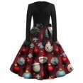 thumbnail image 2 of Women's Casual Fashion Print Long Sleeve V Neck Dress with AI Christmas Theme, Retro Party Casual Dress for Fall and Winter, Versatile and Chic Holiday Attire,Deep Red,3XL, 2 of 4