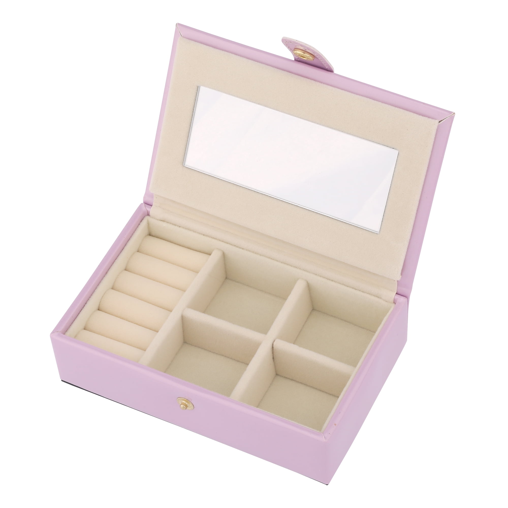 Unique Bargains Travel Jewelry Box Portable Organizer Case with Mirror Purple