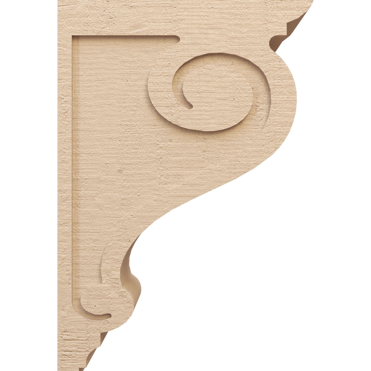 11"W x 22"D x 33"H Classic Scroll Rough Cedar Woodgrain TimberThane Corbel, Primed Tan