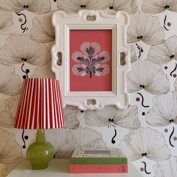 Coral Navy Botanical Wall Art Coastal Hamptons Style, Poster Only