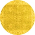 thumbnail image 1 of Ahgly Company Indoor Round Oriental Yellow Traditional Area Rugs, 4' Round, 1 of 4