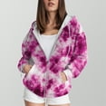 thumbnail image 4 of Towmus Women's Tie-Dye Zip-Up Hoodie With With Pocket Drawstring Gradient Hoodies Long Sleeve, XS-6XL, 4 of 5