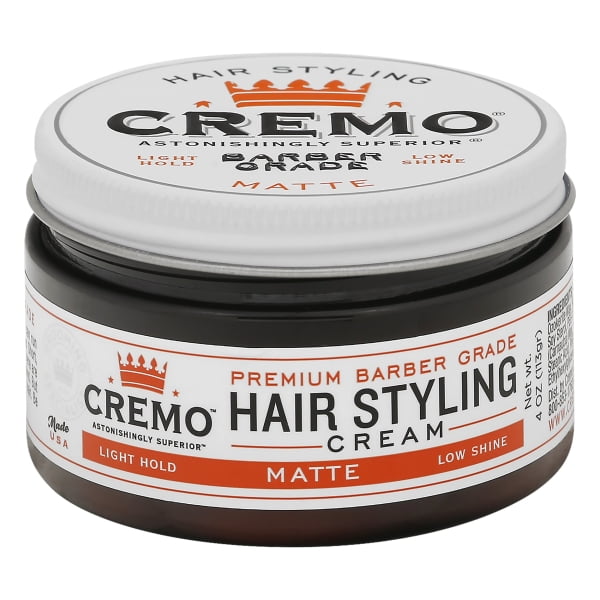 Cremo Premium Barber Grade Hair Styling Matte Cream, Light Hold, Low
