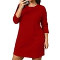 thumbnail image 2 of NominalSnug Womens Plus Size Nightgowns 3/4 Sleeve Sleepwear Crewneck Nightdress Loose Comfy Homewear, 2 of 8
