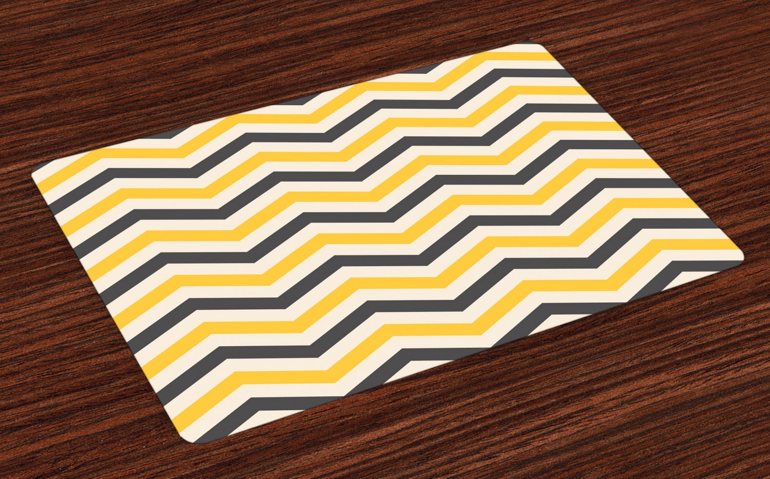 Yellow Chevron Placemats Set of 4 Large Zigzags in Retro Design