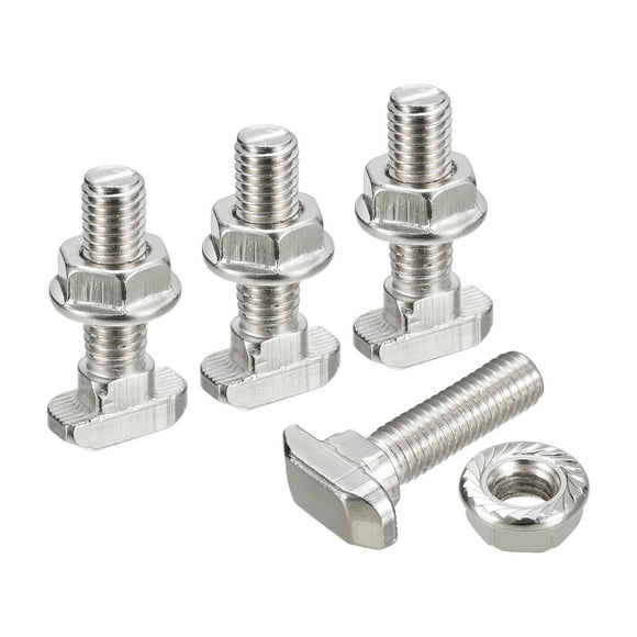 Unique Bargains M8x30mm T Slot Drop in Bolt and M8 Hexagon Flange Nut Set 10 Sets T-Bolt for 40 Series Aluminum Profile
