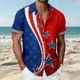 thumbnail image 2 of Men's Vintage American Flag Hawaiian Bowling Shirts, 250th Anniversary Patriotic 4th of July Casual Button Down Short Sleeve Beach Tees, 2 of 4