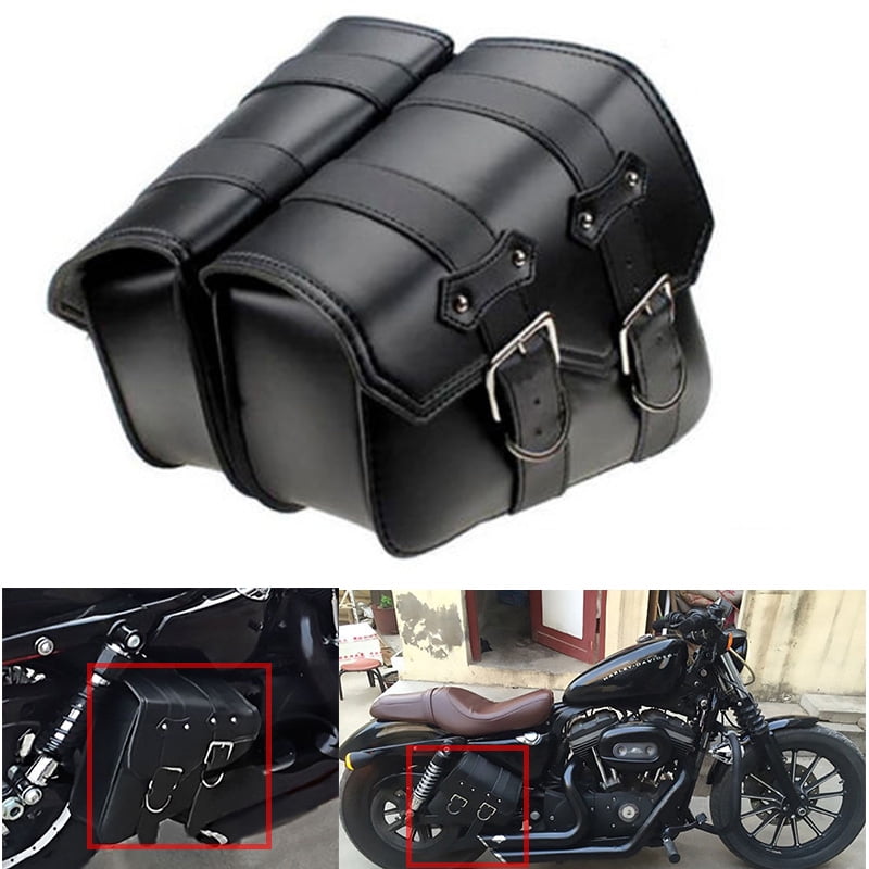 Pair PU Leather Motorcycle Saddle Luggage Bags For Harley Sportster XL 883 1200