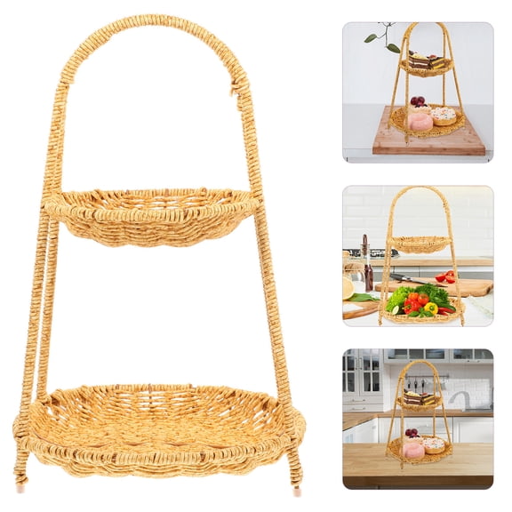 SWETRACE 1Pack Farmhouse Fruit Basket for Storing Items in Brown 35X22X21.5in PP PE