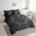 thumbnail image 3 of jejeloiu Spooky Halloween Ghost 7 Pieces Bedding Comforter Set,Bohemain Damask Floral Full Bedding Set,Victorian Baroque Flower Fitted Sheet Flat Sheet For Adult,Ultra Soft Home Decor Reversible, 3 of 8