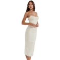 thumbnail image 4 of Vestido de mujer sexy de color sólido sin mangas con hombros descubiertos y diseño de espiga de perla, 4 of 6