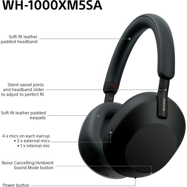 Sony WH-1000XM5SA Premium Noise Cancelling Wireless Over-Ear