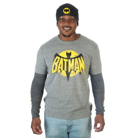 Dc Comics Men's Vintage Inspired Batman Twofer T-Shirt And Matching Beanie (Best Vintage Inspired Clothing Websites)