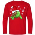 thumbnail image 3 of Inktastic Christmas Turtle in with Santa Hat and Snowflakes Long Sleeve Youth T-Shirt, 3 of 5
