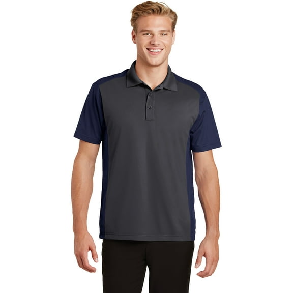 Sport-Tek Colorblock Micropique Sport Wick Polo-4XL (Iron Grey/ True Navy)