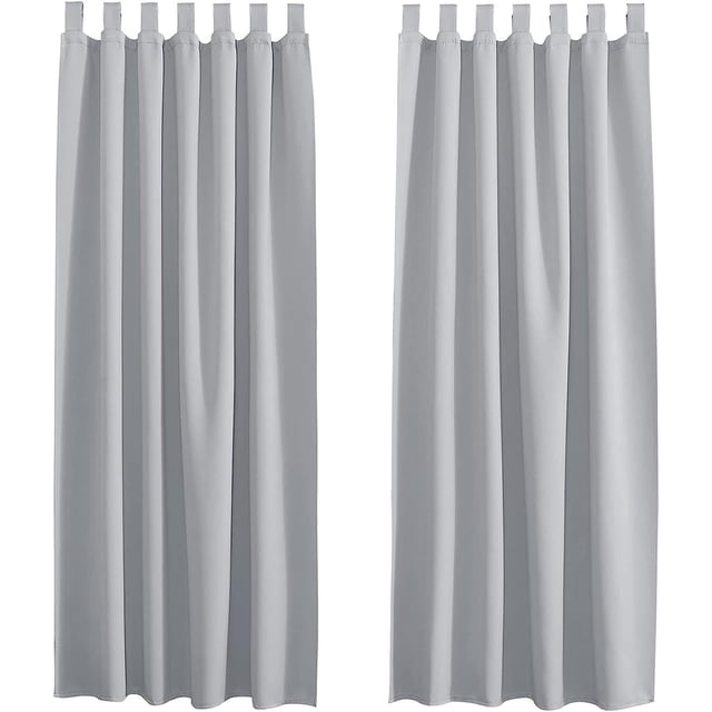 Cortinas para Ventana Cortina Opaca Cortina Térmica Doble con Pestañas Cortinas para Ventana Tejido De Poliéster Sólido para El Hogar Dormitorio, Gris Plata, 140 x 200 cm