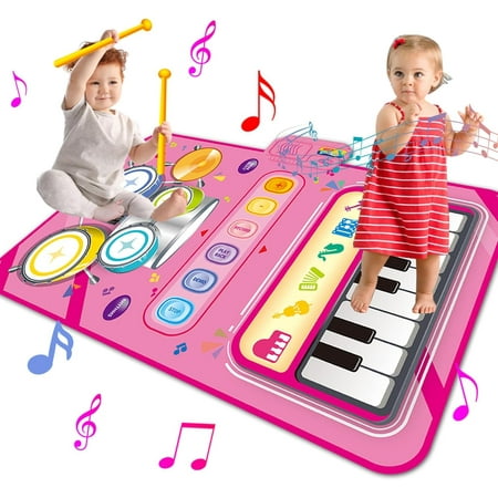 Baby Toys for 1 Year Old: Baby Musical Mat Toddler Toys Age 1-2 - 2 in 1 Piano Drum Babies Play Mat - Infant Music Toy 12-18 Months Babies Birthday Valentines Gifts for 1 2 3 Year Old Boys Girls