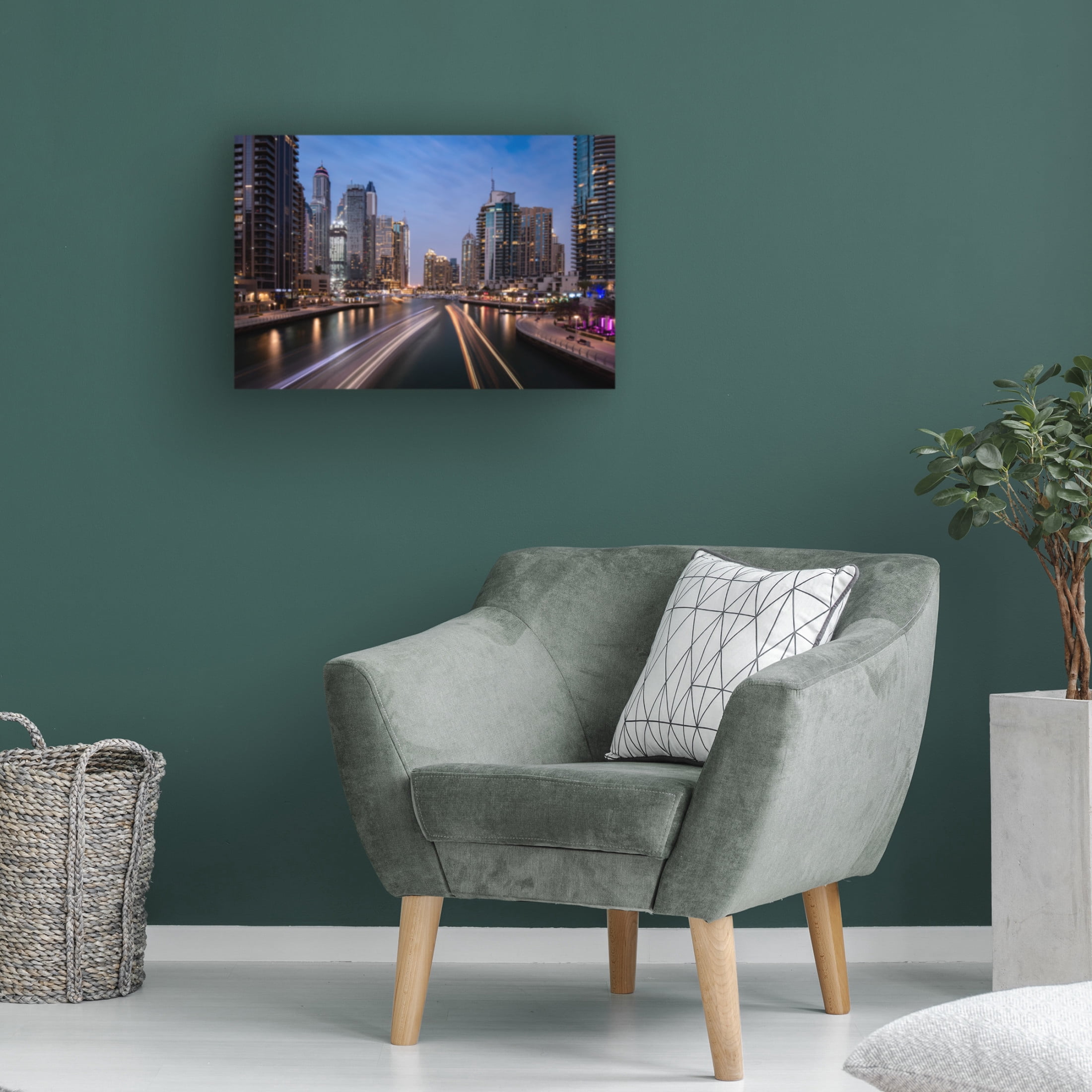 Canvas Wall Art - Majid Behzad 'Marinas Night' Wall Art for Living Room, Bedroom, or Office D?cor by Trademark Fine Art - 47 x 30 Inches