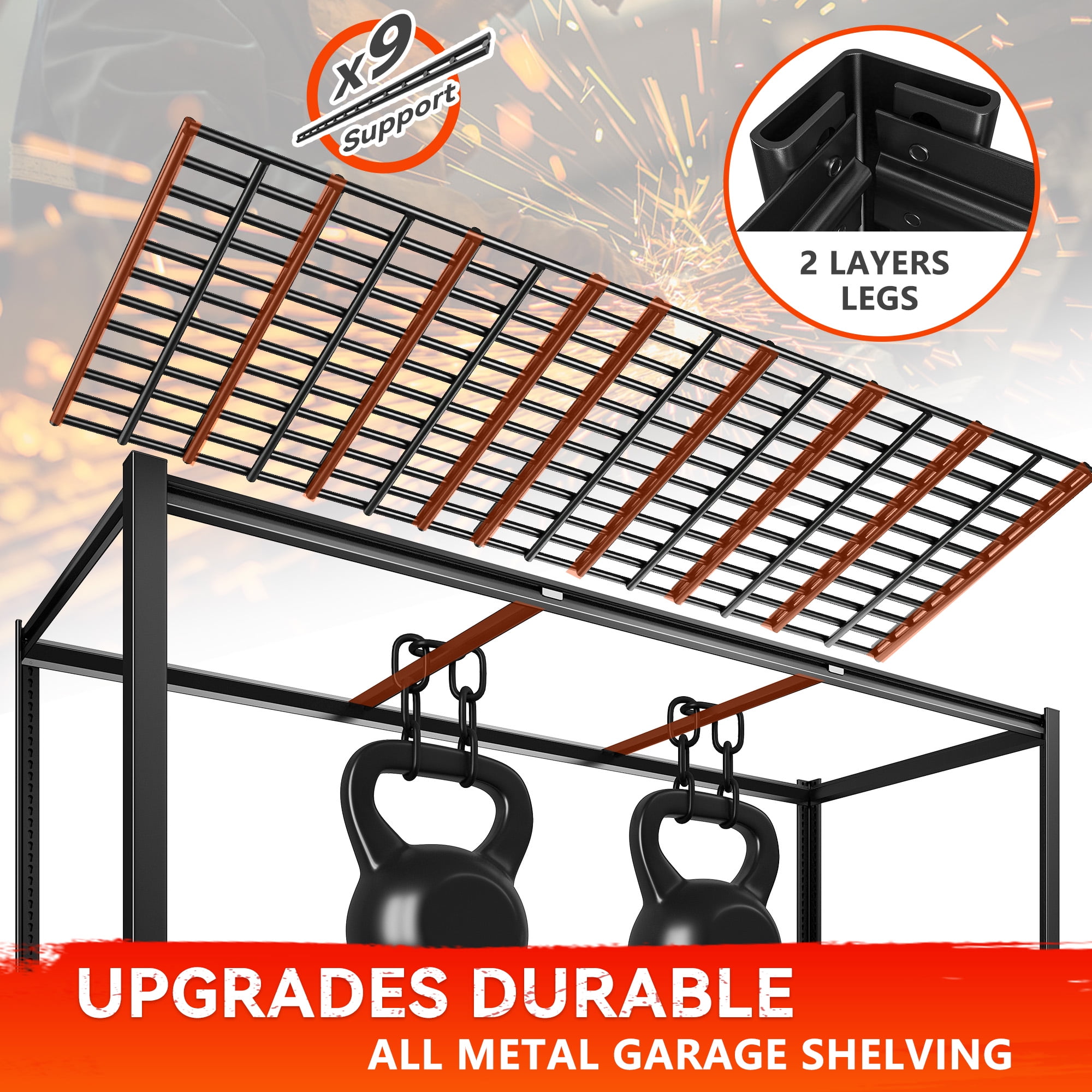 REIBII 60" W Garage Shelving Heavy Duty Storage Shelves 3000LBS Adjustable 5 Tier Metal Shelving Unit for Storage Rack 60" W x 24" D x 72" H