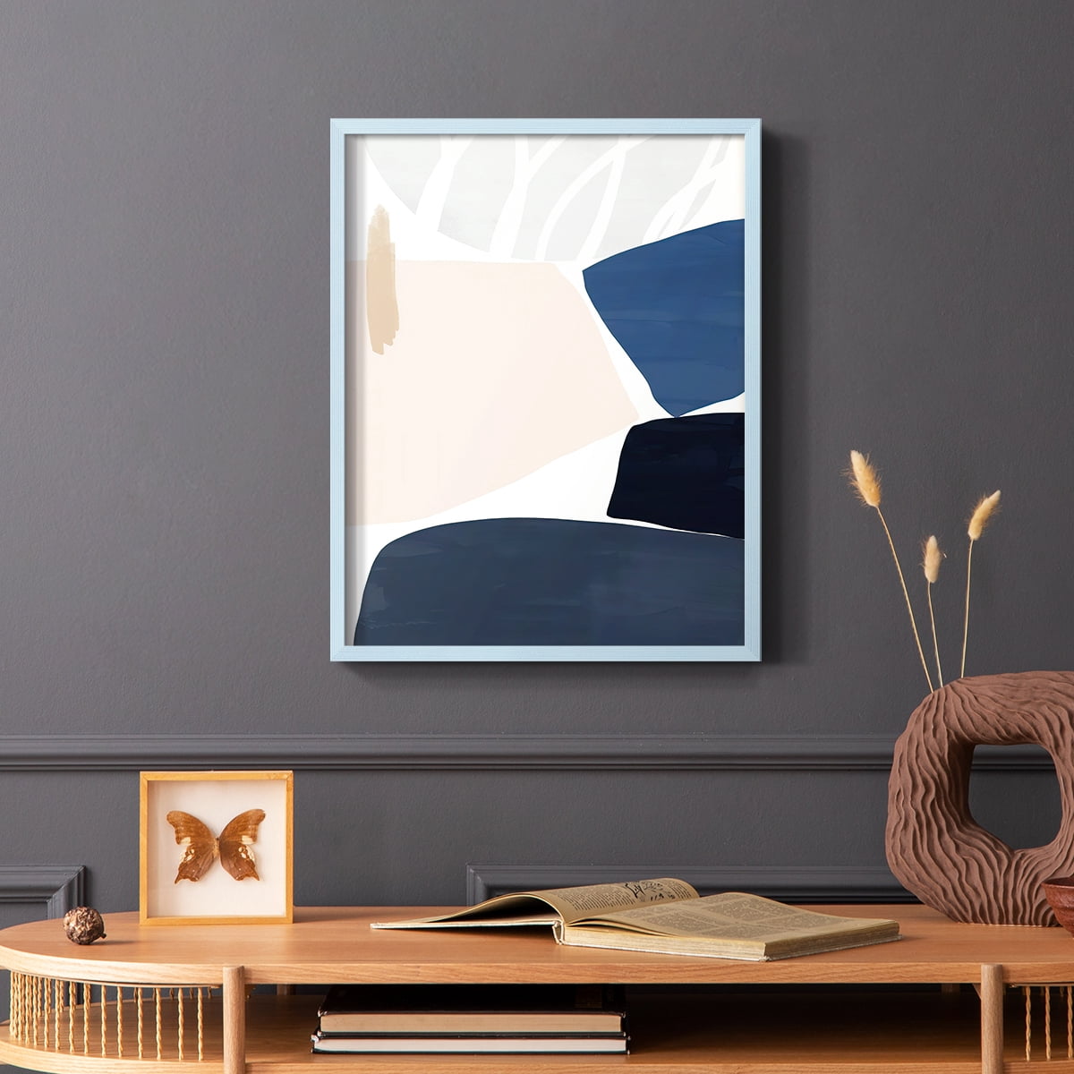 Denim and Sand II Framed Print in Blue Solid Wood Framed Print No Nail Hanging