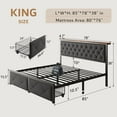 thumbnail image 2 of iPormis King Bed Frame with 2 Drawers, Metal Platform Bed with Charging Station and Linen Fabric Storage Headboard Strong Metal Slats,Gray, 2 of 8