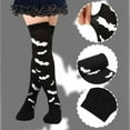 thumbnail image 3 of Gustave 2 Pairs Women Thigh High Socks Over the Knee Leg Warmer Fashion Boot Socks Halloween Stocking Bat Pattern, 3 of 6