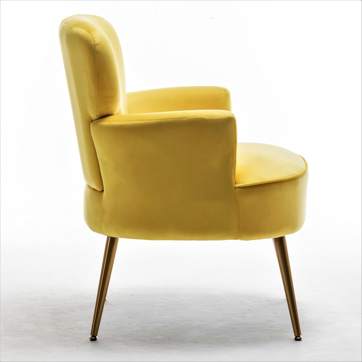 US Pride Furniture Trendy Velvet Accent Chair with Gold Metal Legs Upholstered Armchair for Small to Mid-Size Spaces Modern Living Room Bedroom Vanity Desk and Entryway Medium Yellow