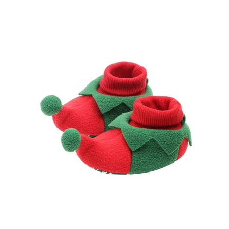 

Pudcoco Baby Christmas Crib Shoes Cartoon Slippers Soft Sole Anti-Slip First Walking Shoes