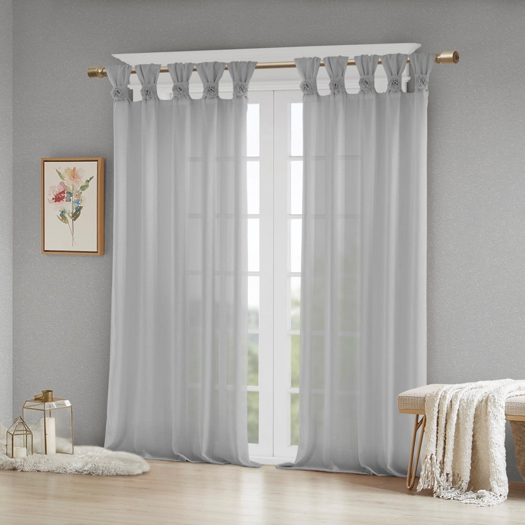MAYEERTY Floral Embellished Curtain Panel - Cuff Tab Top, Solid, Single