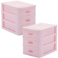 thumbnail image 1 of Storage Drawer Type Desktop Dresser Organizers for Cosmetics Pink Pp Material with Drawer Design 2Pcs, 1 of 4