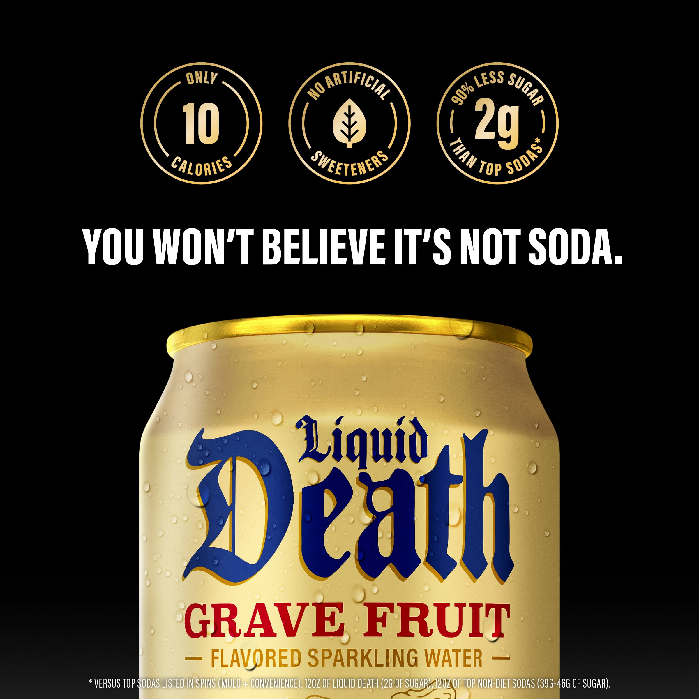 (4 pack) Liquid Death, Grave Fruit, Grapefruit-Flavored Sparkling Water, 6-pack (12 fl oz Cans), Low Sugar, Huge Flavor and No Artificial Sweeteners