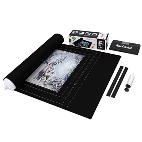 Becko Puzzle Roll Jigsaw Storage Felt Mat With Unique Frame Line Design Jigroll Up To 1 500 Pieces Environmental Friendly Material For Jigsaw Puzzle Player Box With Drawstring Storage Bag Walmart Com