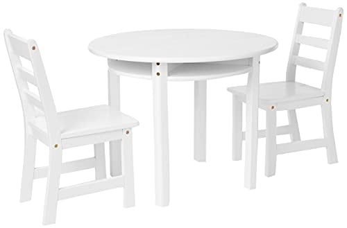 Lipper International 524W Child's Round Table and 2-Chair Set, White