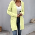 thumbnail image 2 of DHFJKG Women Knit Hooded Long Cardigan Mid-Length Solid Color Open Front Long Sleeve Drop Shoulder With Pocket Coat Fall Winter Soft Versatile Coat, 2 of 5