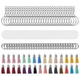 thumbnail image 1 of Juego de 30 llaveros acrílicos pintados a mano con borlas y círculos en blanco con anillos de salto, 1 of 15
