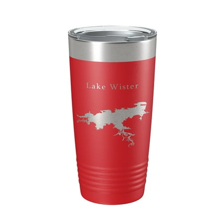 

Lake Wister Map Tumbler Travel Mug Insulated Laser Engraved Coffee Cup Oklahoma 20 oz Red