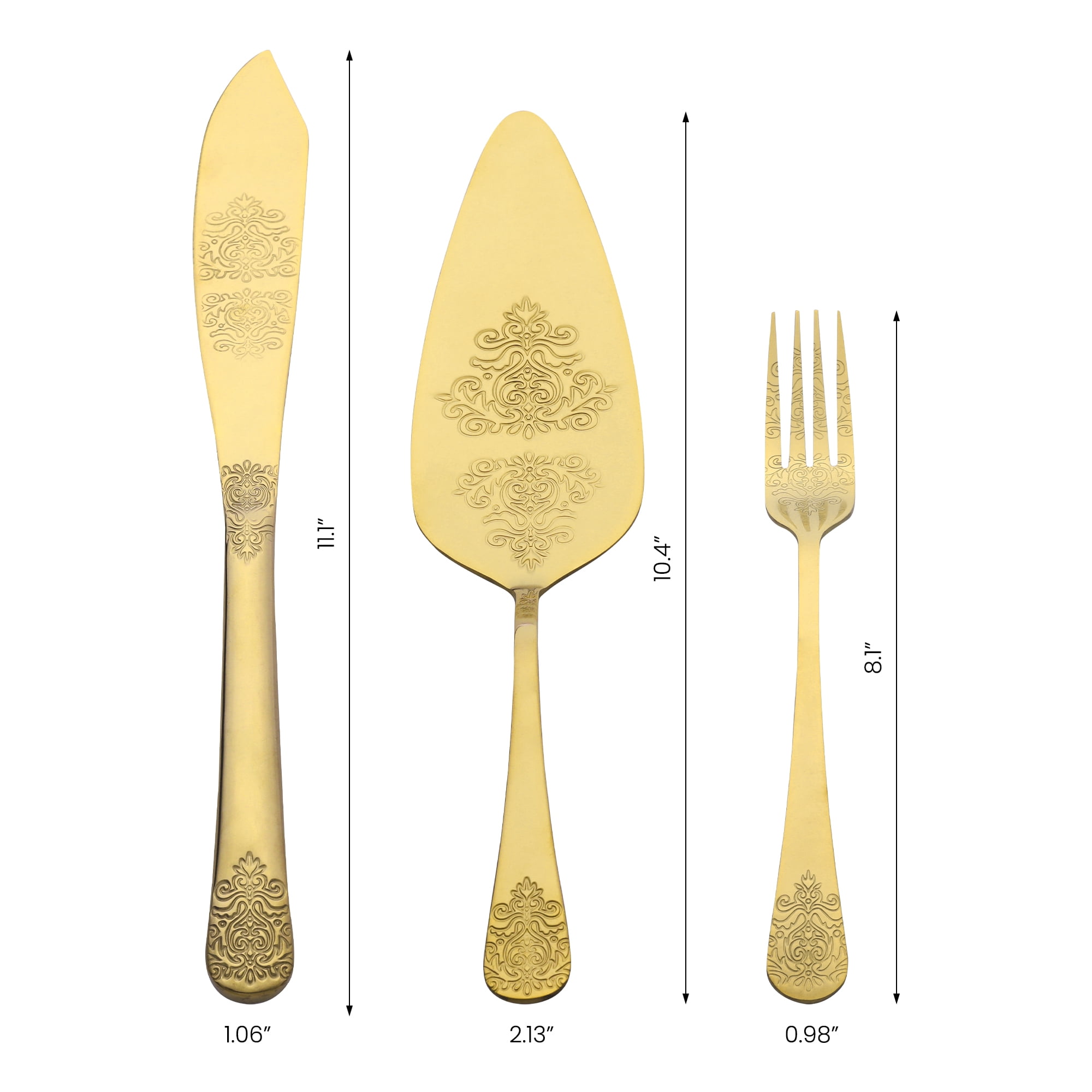 Unique Bargains Stainless Steel Silverware Set with Pie Spatula 4 Piece Gold