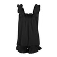 thumbnail image 4 of Maean Women's Pajamas Outfits 2 Piece Ruffled Hem Sleeveless Square Neck Tops and Wide Leg Shorts Sleepwear Suits, 4 of 7