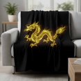 thumbnail image 2 of Dragon Flames Blanket Soft Cozy Warm Twin Blanket for Bed, Plush Fuzzy Flannel Fleece Blankets for Sofa, Yellow Dragons Abstract Modern Art Throw Blankets for Couch, Gifts for Men, 60"x80", 2 of 9