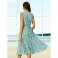 thumbnail image 5 of DARING DIVA Summer V Neck Sleeveless Flowy Midi Dress S Green, 5 of 7