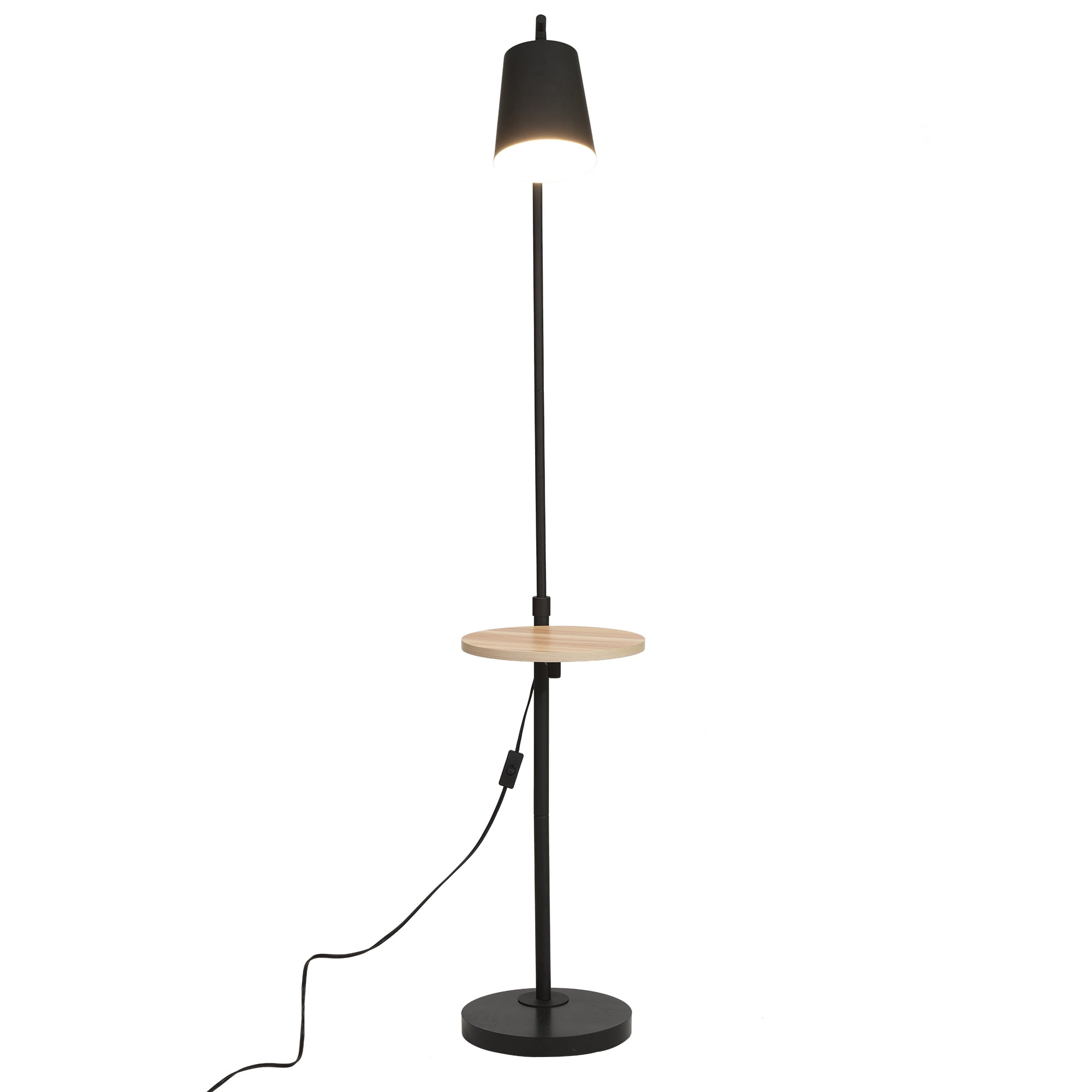 Mainstays 65" Modern Adjustable Head Matte Black Floor Lamp with Black Conical