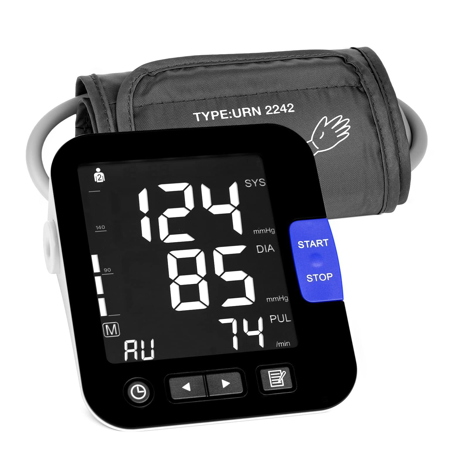  LIFEHOOD Digital Blood Pressure Monitor Upper Arm with 22~42cm  Cuff That Fits Standard to Large - Automatic Blood Pressure Cuff Stores Up  to 60 * 2 Readings (Black) : Health & Household